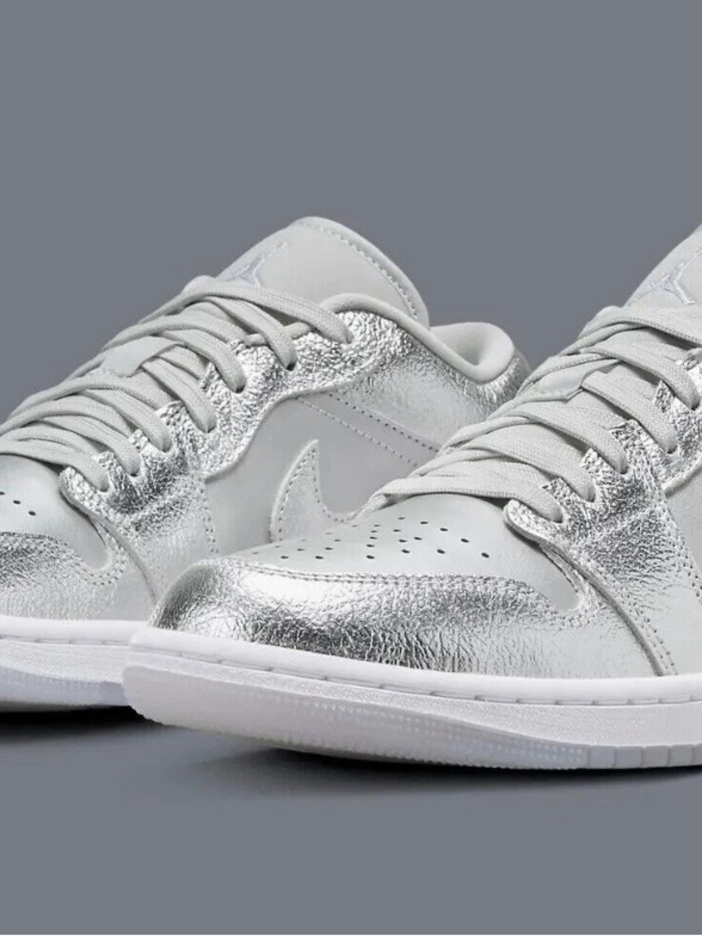 Nike Air Jordan 1 Metallic Silver Low-Top Sneakers